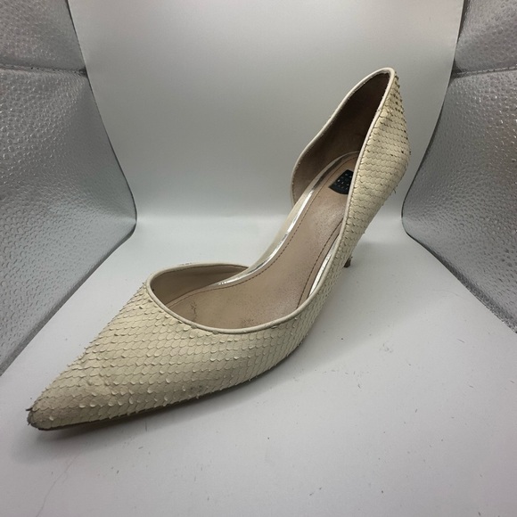 WHBM Ella Snake Embossed D’Orsay Pumps, Vanilla - Picture 9 of 13